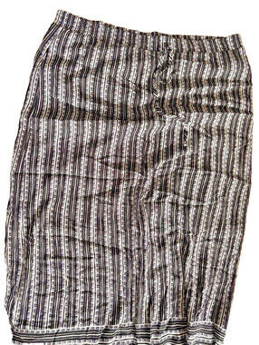 Black and White Striped Midi Skirt Apt. 9 XL Elastic Waist Pull On